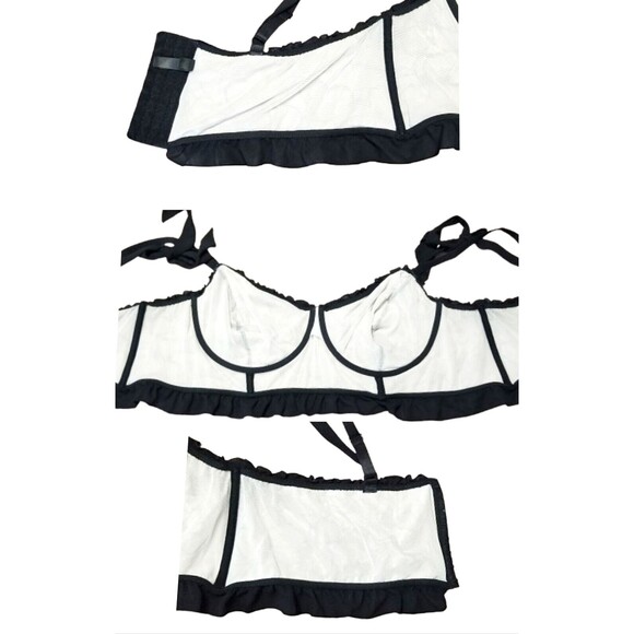 TORRID Satin Ruffle Underwire Bra Butterfly Windows Black Plus Size 6 6x 30 D DD - Picture 11 of 13